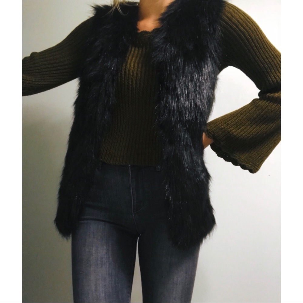 Faux Fur & Crotchet Sweater Vest